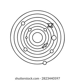 Minimalist Line Art Solar System Illustration