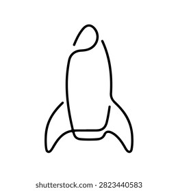 Minimalist Line Art Space Rocket Illustration