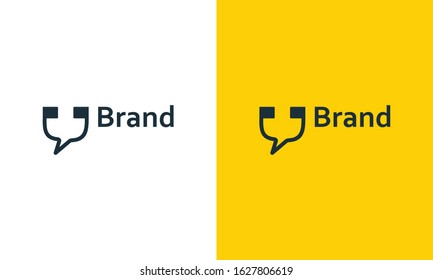 Minimalist line art speak logo. This logo icon incorporate with headphone and speech icon in the creative way.