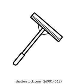 Minimalist Line Art of Squeegee Tool – Black and White Cleaning Icon for Window Washing, Hygiene, and Maintenance Tasks
