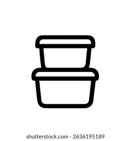 Minimalist Line Art Stacked Container Linear Icon for Food Storage