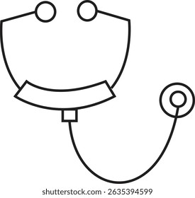 Minimalist Line Art Stethoscope Vector Icon – Medical Equipment Illustration for Healthcare, Diagnosis, Doctor Tools, and Clinical Education Design