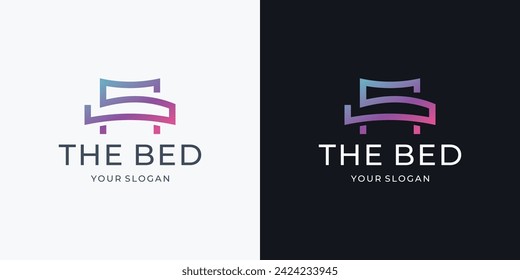 minimalist line art style bed logo inspiration.