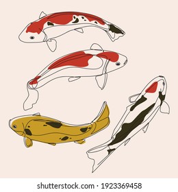 minimalist line art style clownfish illustration and one line art with earth tone. creative for wall decoration, postcard or brochure cover design.editable and suitable for templates.