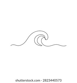 Minimalist Line Art Surf Wave Illustration