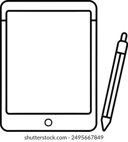 Tableta minimalista del arte de la línea con la aguja.
Tableta con Vector Stylus