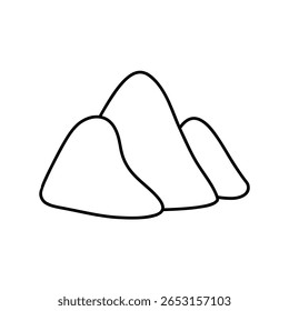 Minimalist line art of three rolling hills. Clean black and white vector design, perfect for eco themes, nature logos, rural landscapes, calm travel branding, or peaceful outdoor illustrations