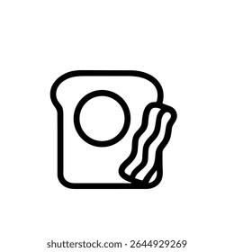 Minimalist Line Art Toast With Egg and Bacon Food Breakfast Icon