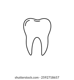 Minimalist Line Art Tooth Icon – Simple Dental Care Illustration for Medical and Health Designs