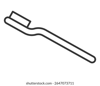 Minimalist line art of a toothbrush. Symbolizes dental care, oral hygiene,  health. Suitable for medical, hygiene, or beautyrelated projects. Simple, clean design.