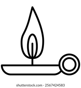 Minimalist line art of a traditional Arabian oil lamp with a flame. Ideal for cultural, historical, and decorative designs in digital and print projects