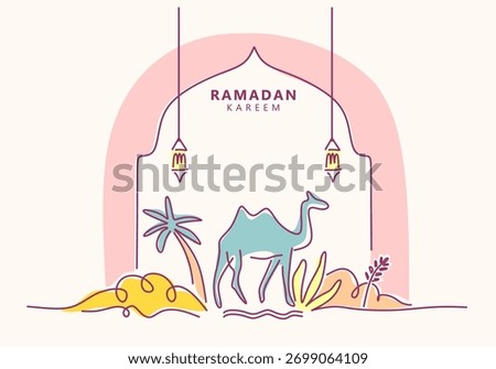 Minimalist Line Art Vector Greeting Card for Ramadan Kareem