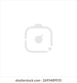 Icono de Vector minimalista de una cámara con una lente redondeada rectangular en negrita y central Diseño de contorno simple y limpio, ideal para App de Fotografía.