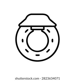 A minimalist line art vector icon of a circular recessed ceiling light fixture.