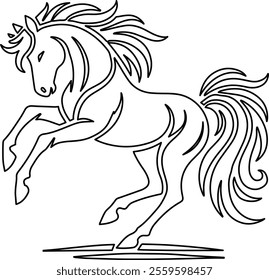 Minimalist Line Art Vector Illustration of a Horse for Elegant Design Projects.