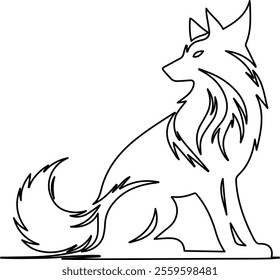 Minimalist Line Art Vector Illustration of a Wolf - Modern Wildlife Design.