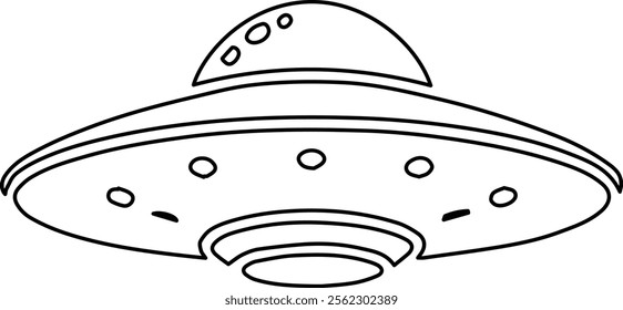 Minimalist Line Art Vector Illustration of Alien Spaceship – Futuristic UFO Design for Sci-Fi Projects.