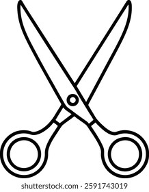 A minimalist line art vector illustration of scissors, featuring clean and sharp lines that highlight the sleek design. Perfect for modern, simple, and professional projects needing clear and precise 