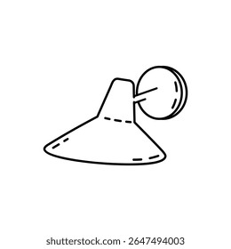 Minimalist line art vector illustration of a wall-mounted lamp with a conical shade. Ideal for lighting design, interiors, or home decor projects.