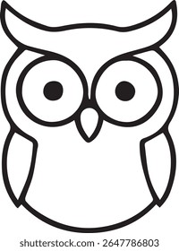 A minimalist line art vector illustration of a owl in black and white style. Perfect for branding, logo design, t-shirt prints, tattoos, posters, and modern decoration.