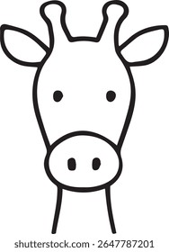 A minimalist line art vector illustration of a giraffe in black and white style. Perfect for branding, logo design, t-shirt prints, tattoos, posters, and modern decoration.