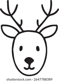 A minimalist line art vector illustration of a deer in black and white style. Perfect for branding, logo design, t-shirt prints, tattoos, posters, and modern decoration.