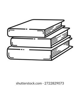 Ilustración vectorial minimalista del arte de la línea de un icono apilado de los libros