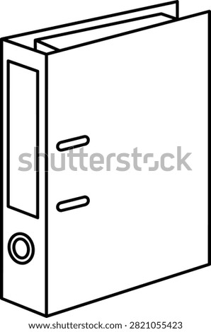 Minimalist line art vector of an office binder for document storage and organization.