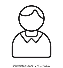 Minimalist line art vector of a person wearing a crew-neck and collared shirt. Excellent for generic employee, student, or service worker profile graphics.