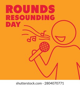 Minimalist line art vector of a person singing karaoke with microphone for Rounds Resounding Day banner design. August. Eps 10.