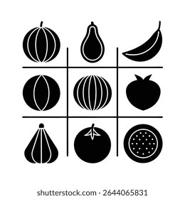 Vetor de arte de linha minimalista de legumes e frutas isoladas no fundo branco. Perfeito para alimentos saudáveis, mercados orgânicos e projetos de design botânico. EPS e PNG incluídos.