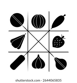 Minimalist line art vector of vegetables and fruits isolated on white background. Perfect for healthy food, organic markets, and botanical design projects. EPS and PNG included.