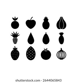 Minimalist line art vector of vegetables and fruits isolated on white background. Perfect for healthy food, organic markets, and botanical design projects. EPS and PNG included.