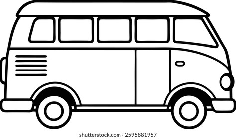 Minimalist line art of a vintage van