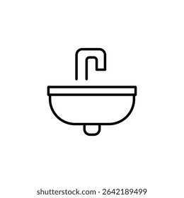 Minimalist Line Art Of A Washbasin With Faucet On Transparent Layer