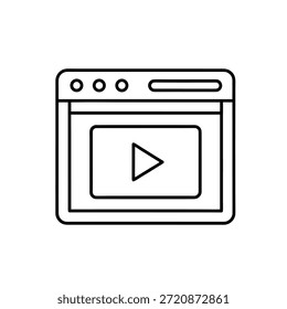 Minimalista Line Art of Web Video Browser con Player que representa los medios en línea y el contenido de transmisión