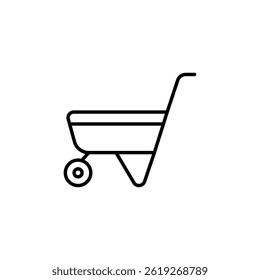 Minimalist Line Art of a Wheelbarrow for Gardening or Construction Use