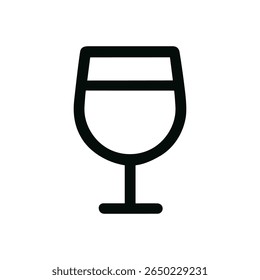 Minimalist Line Art Wine Glass Alcohol Drink Icon Symbol
