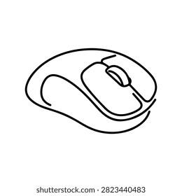 Minimalist Line Art Wireless Computer Mouse Illustration
