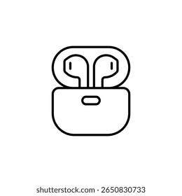 Minimalist Line Art Of Wireless Earbuds Inside Charging Case