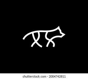 Minimalist, line art wolf logo design vector illustration