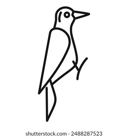 Minimalist line art of a woodpecker standing on a branch