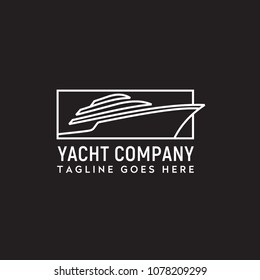 Minimalist line art of Yacht Cruise Ship Boat for Sea Ocean Transport Vacation logo design