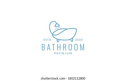 Minimalist Line Bathroom Modern Logo Vector Icon Illustration Design