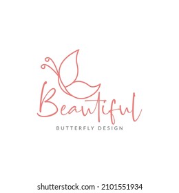 minimalist line beautiful butterfly logo symbol icon vector graphic design illustration idea creative