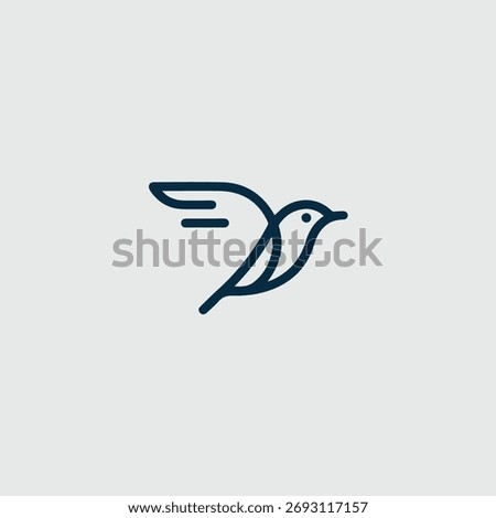 Minimalist line bird logo in flight. Clean, modern design ideal for nature, freedom, communication, or branding themes.