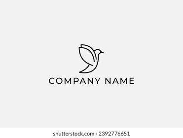 Logo de vector de pájaro de línea minimalista