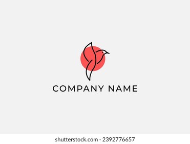 Minimalist line bird vector logo