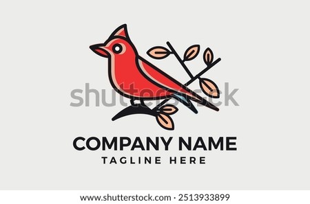 minimalist line Bird's and leaf logo design concept. colorful bird off Logo branding, Editable vector illustration.