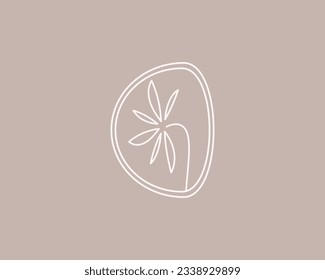 Minimalist line botanic logo vector design.